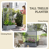 43" x 16" x 70" Raised Garden Bed with Trellis and Privacy Screen, Grey Wood Effect