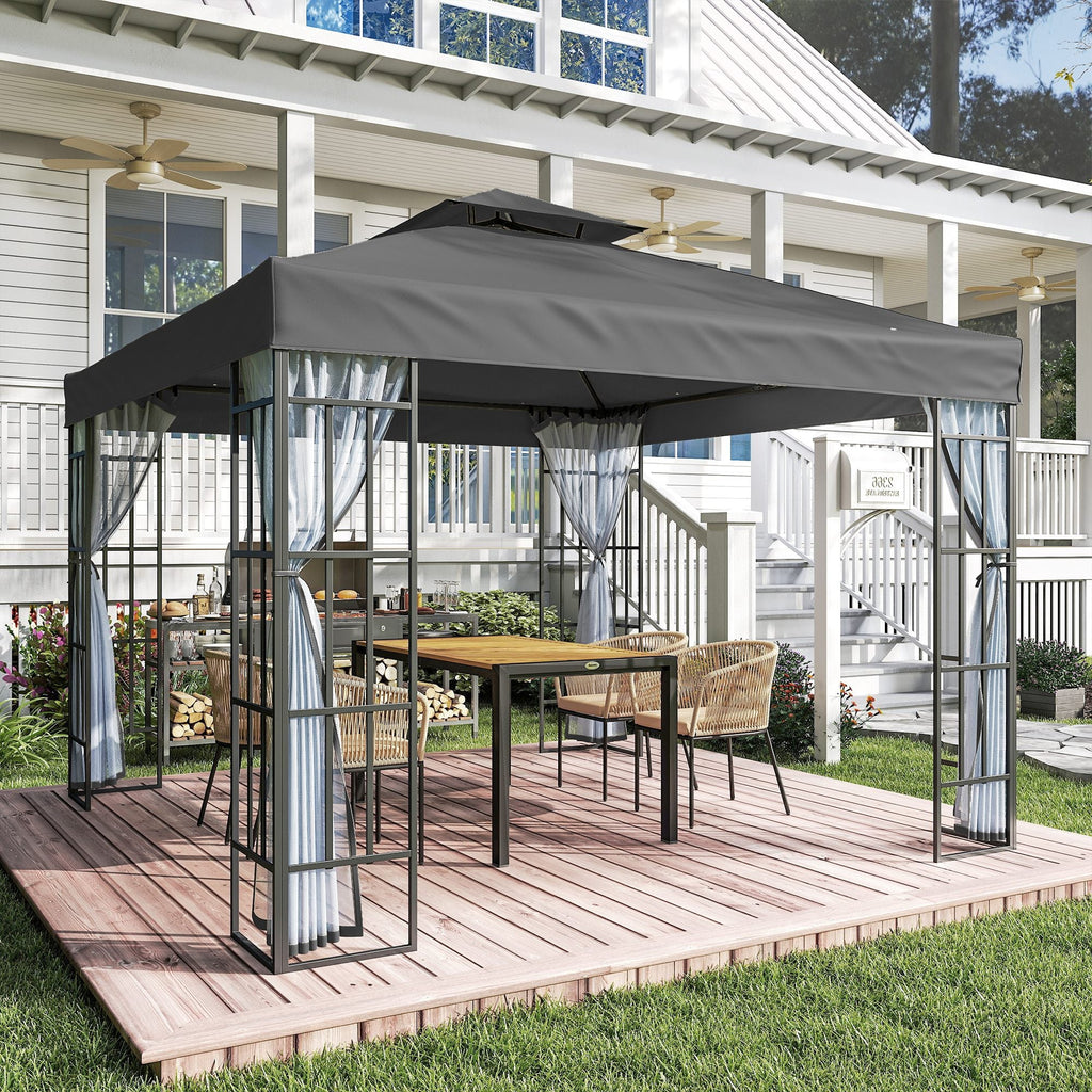 10' x 10' Soft Top Gazebo with Mosquito Netting, Dark Grey
