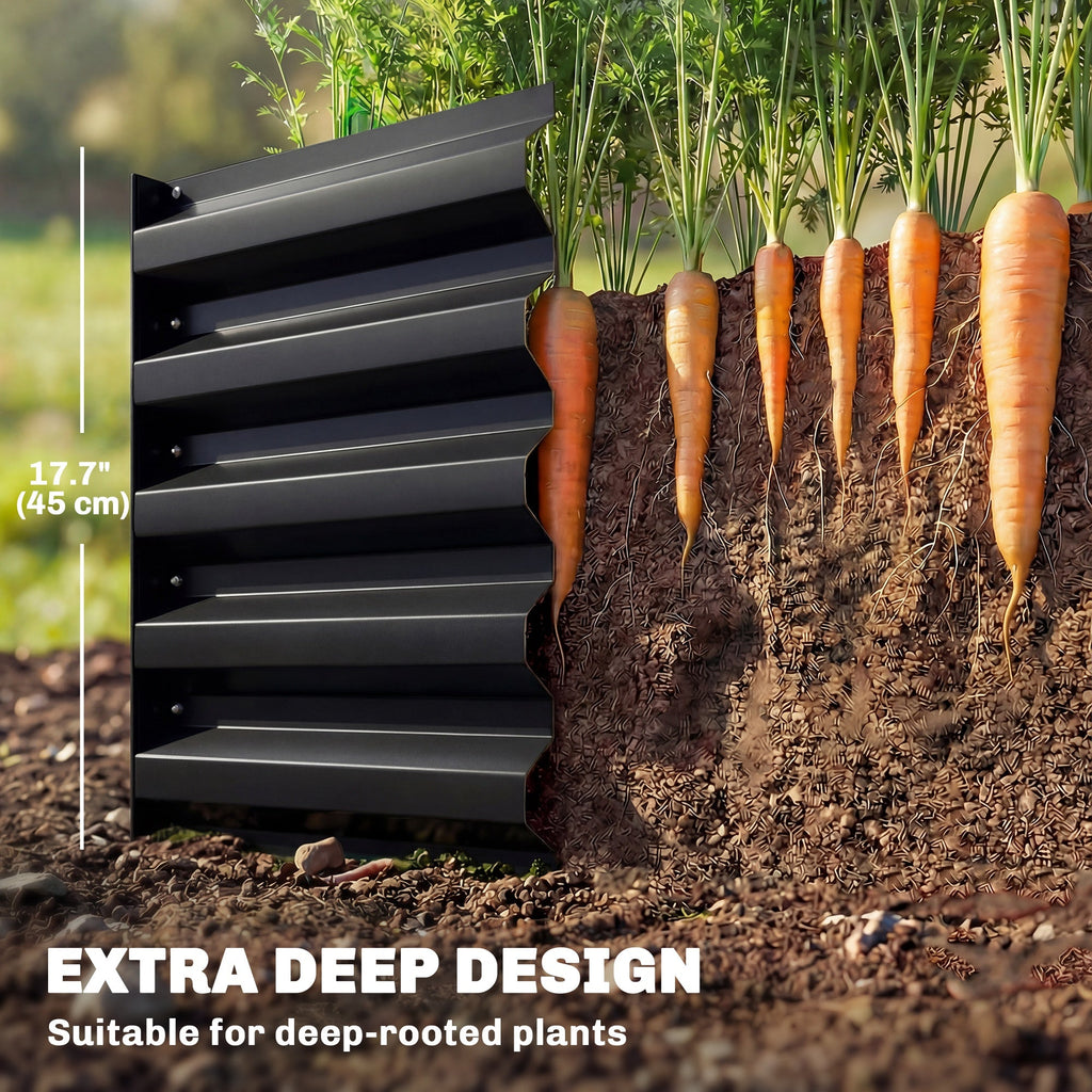 8 x 2.6 x 1.5ft Galvanized Raised Garden Bed with Open Bottom, Black