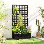 Galvanized Raised Garden Bed with Trellis, 35" x 16" x 70", Black