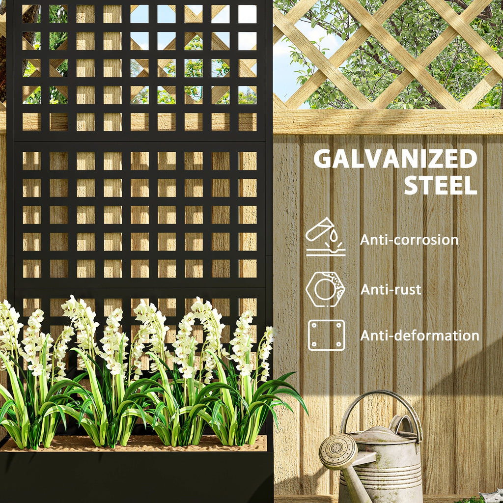 Galvanized Raised Garden Bed with Trellis, 35" x 16" x 70", Black