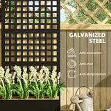 Galvanized Raised Garden Bed with Trellis, 35" x 16" x 70", Black