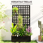 Galvanized Raised Garden Bed with Trellis, 35" x 16" x 70", Black