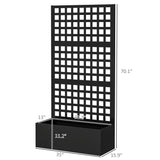 Galvanized Raised Garden Bed with Trellis, 35" x 16" x 70", Black