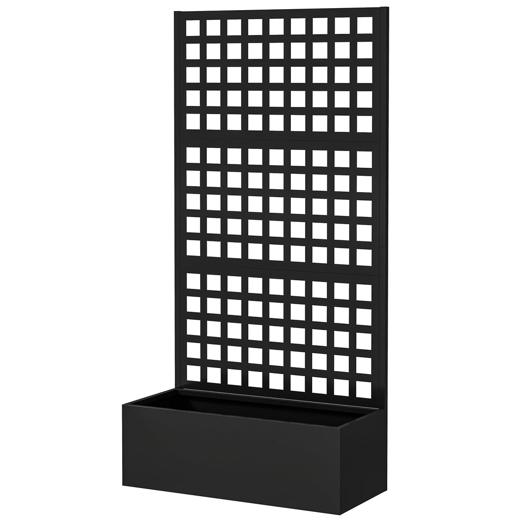 Galvanized Raised Garden Bed with Trellis, 35" x 16" x 70", Black
