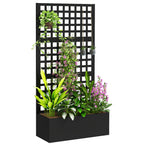 Galvanized Raised Garden Bed with Trellis, 35" x 16" x 70", Black