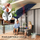 2.6 m Half Garden Parasol with Solar LED Lights and Tilt, Dark Blue