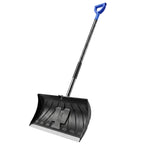 2-in-1 Snow Shovel & Scraper, 22" Heavy Duty Pusher with Metal Strip, Black