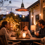 1500W IP65 Electric Patio Heater with Infrared Carbon Tube, LED & Remote, Brown