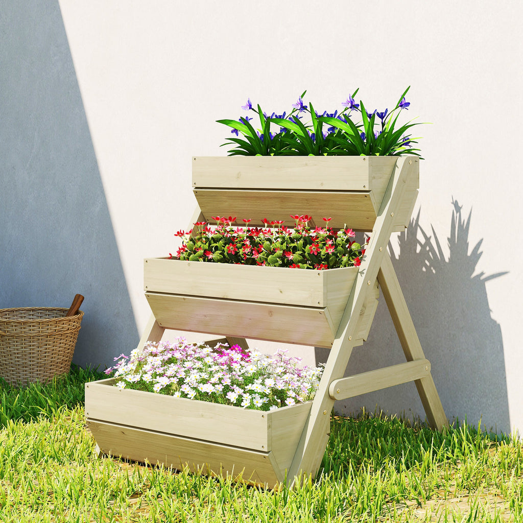 26" x 30" x 30" 3-Tier Wooden Raised Garden Bed, Light Green