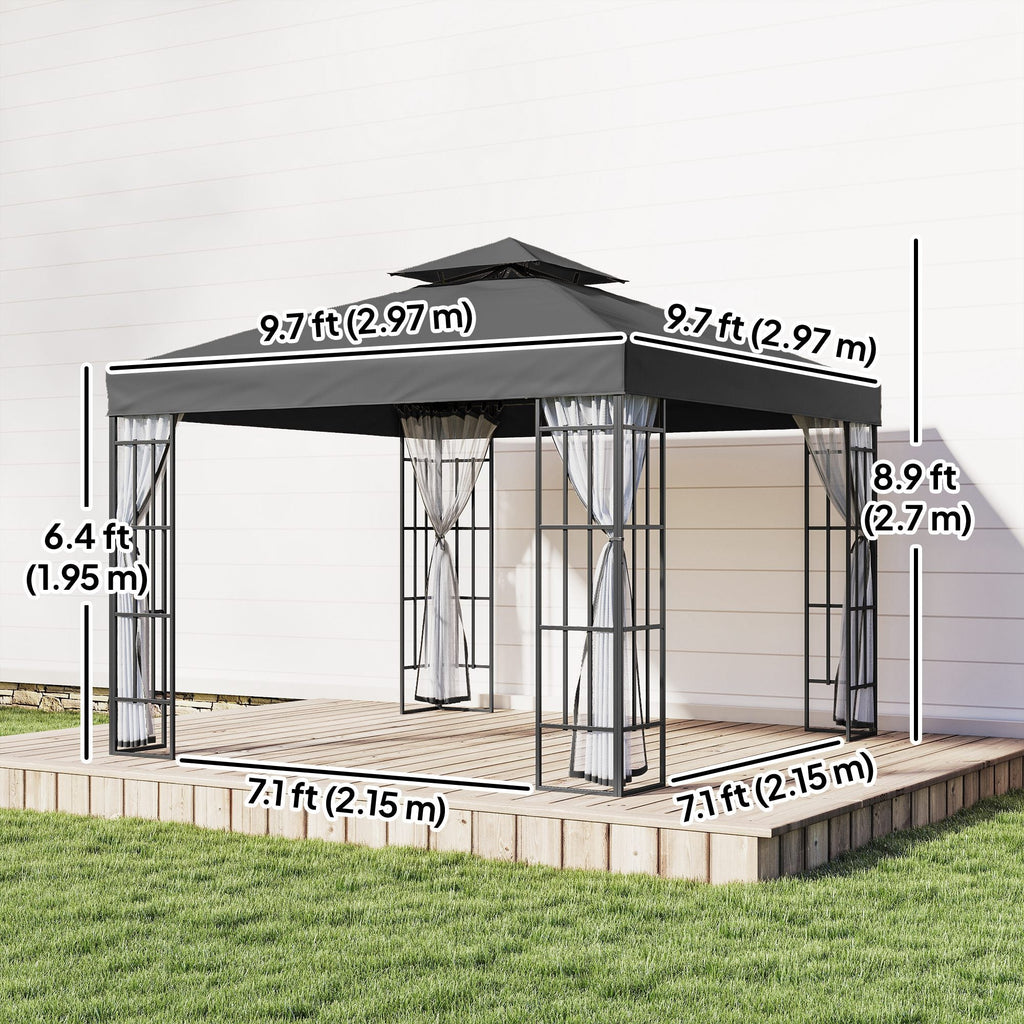10' x 10' Soft Top Gazebo with Mosquito Netting, Dark Grey