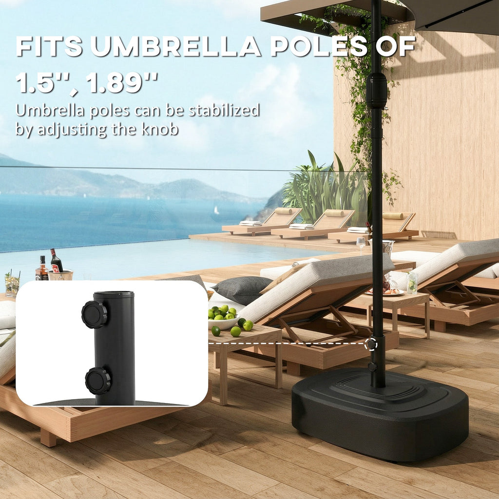 Patio Umbrella Base with Wheels, 110 lbs Sand/86 lbs Water, Black
