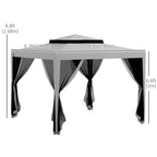 10' x 10' Canopy Tent with Mesh Netting and Double-Tier Roof, Grey