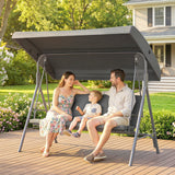 3 Seater Garden Swing Chair with Tilting Canopy and Cushion, Dark Grey