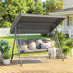3 Seater Garden Swing Chair with Tilting Canopy and Cushion, Dark Grey