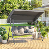 3 Seater Garden Swing Chair with Tilting Canopy and Cushion, Dark Grey