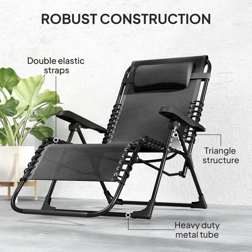 Zero Gravity Chair with 5-Position Backrest and Headrest, Black