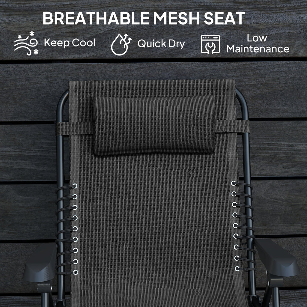 Zero Gravity Chair with 5-Position Backrest and Headrest, Black