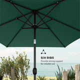 3 x 2 m Garden Parasol with Crank Handle and Tilt Function, Green
