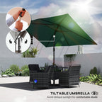 3 x 2 m Garden Parasol with Crank Handle and Tilt Function, Green