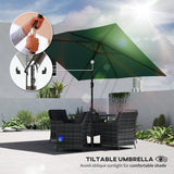 3 x 2 m Garden Parasol with Crank Handle and Tilt Function, Green