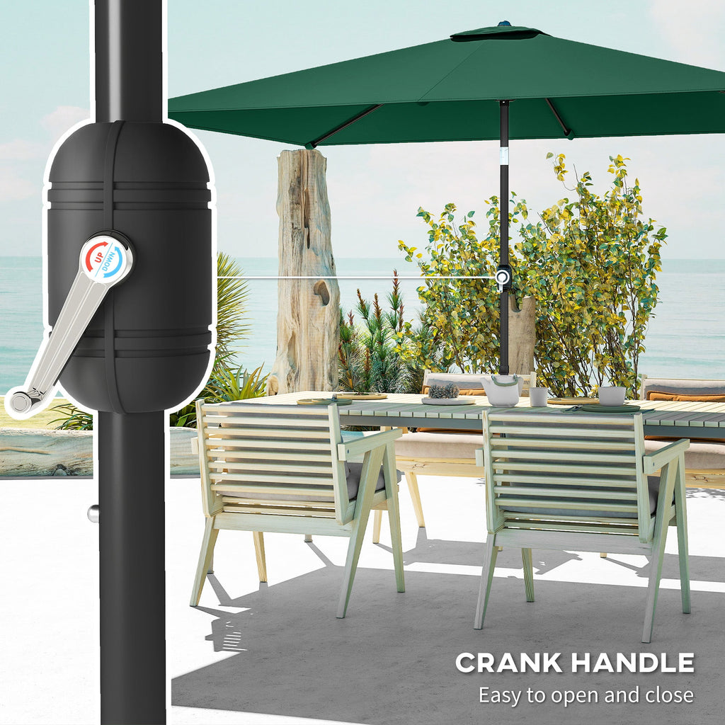 3 x 2 m Garden Parasol with Crank Handle and Tilt Function, Green