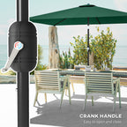 3 x 2 m Garden Parasol with Crank Handle and Tilt Function, Green