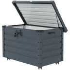78 Gallon Galvanized Steel Deck Box with Wheels and Handles, Dark Grey