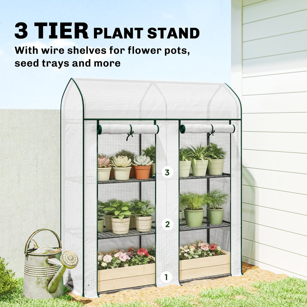 3-Tier Mini Greenhouse, 56.3" x 18.1" x 65", White