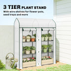 3-Tier Mini Greenhouse, 56.3" x 18.1" x 65", White