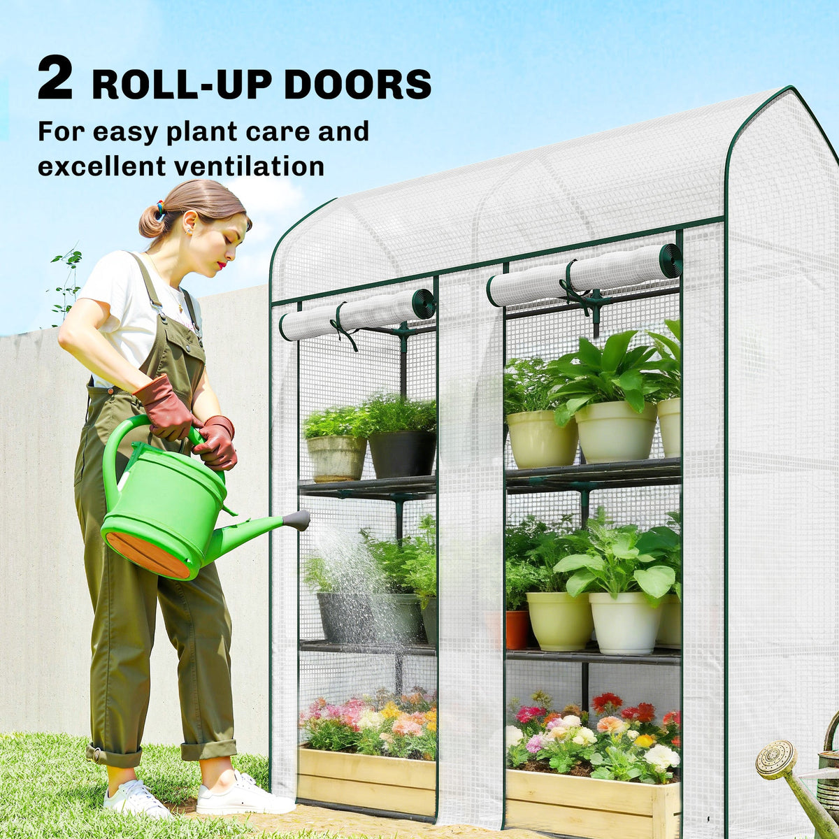 3-Tier Mini Greenhouse, 56.3" x 18.1" x 65", White