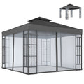 10' x 10' Soft Top Gazebo with Mosquito Netting, Dark Grey