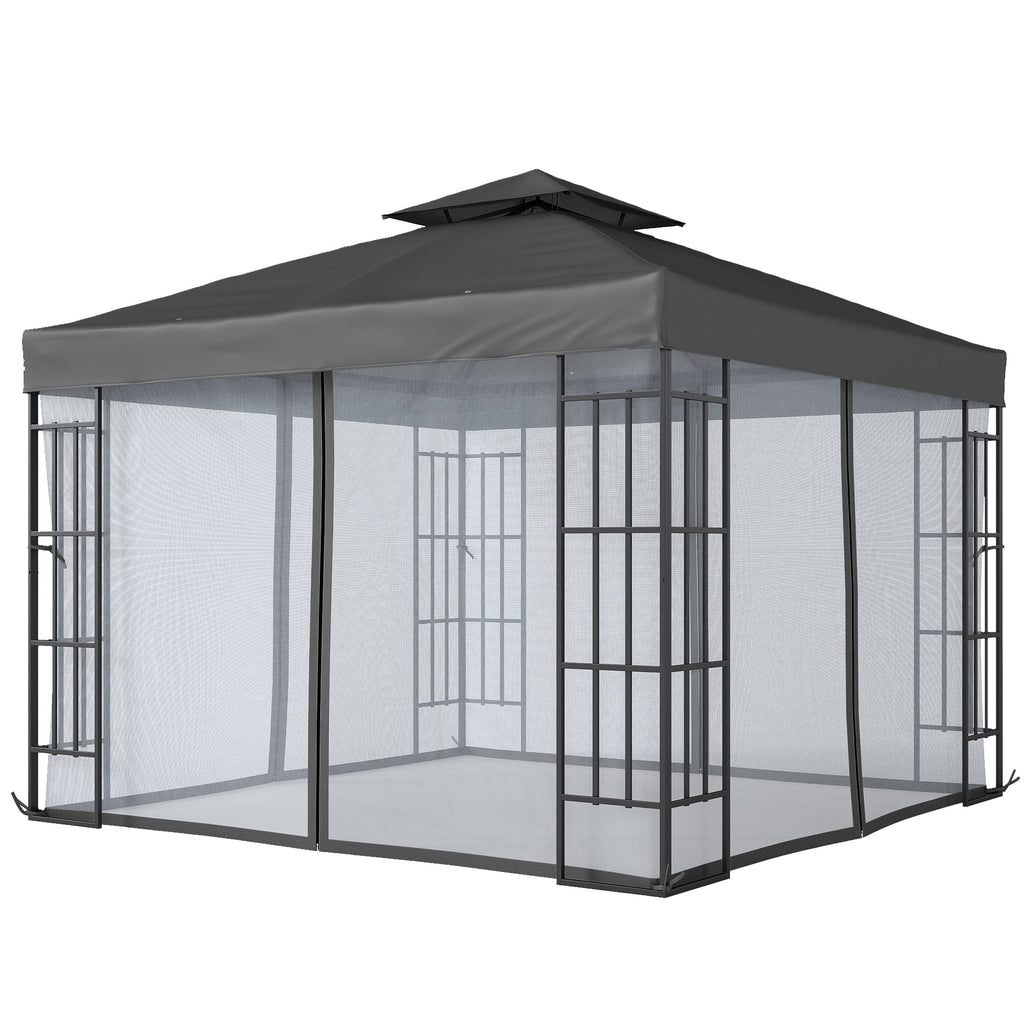10' x 10' Soft Top Gazebo with Mosquito Netting, Dark Grey