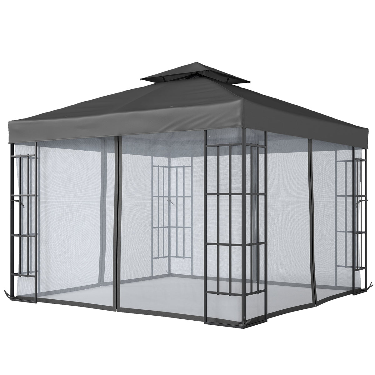 10' x 10' Soft Top Gazebo with Mosquito Netting, Dark Grey