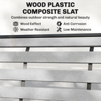 2-Person Outdoor Glider Bench with Faux Wood Slatted Seat and Steel Frame, Grey