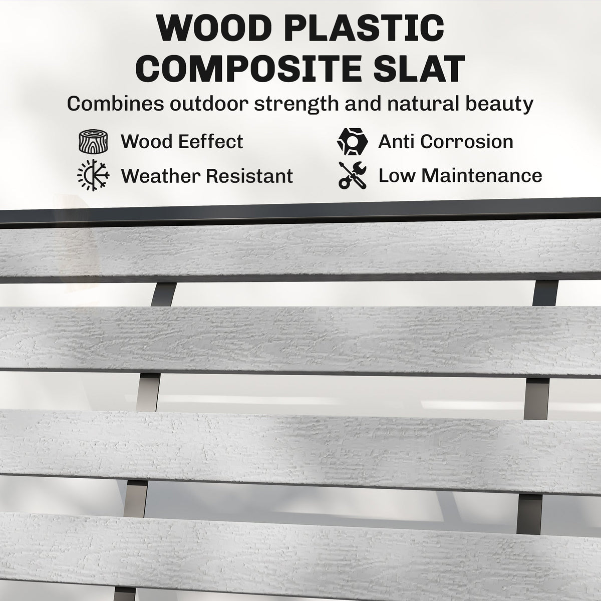 2-Person Outdoor Glider Bench with Faux Wood Slatted Seat and Steel Frame, Grey
