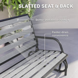 2-Person Outdoor Glider Bench with Faux Wood Slatted Seat and Steel Frame, Grey