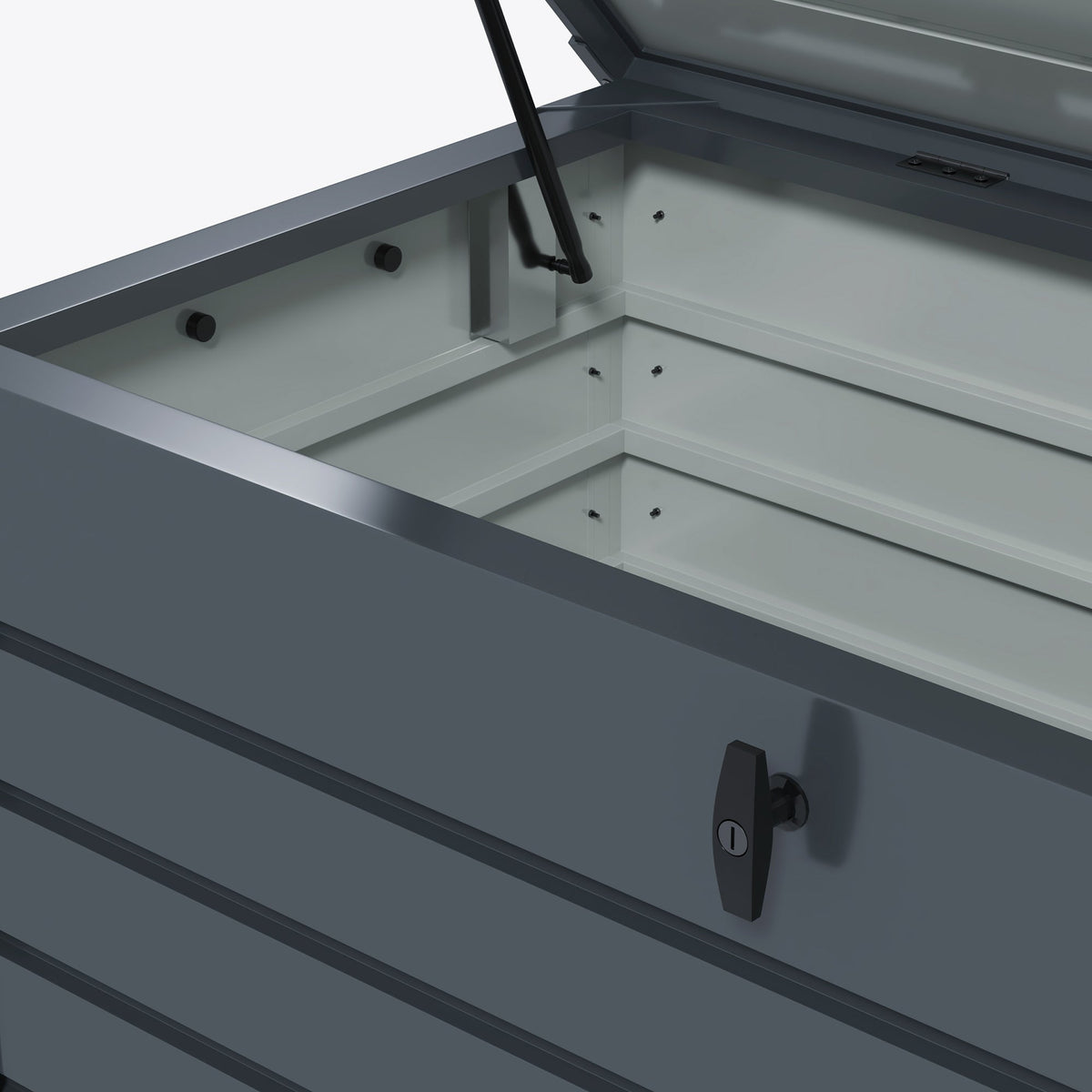 82 Gallon Galvanized Steel Deck Box with Wheels and Handles, Dark Grey