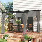3 x 3 m Metal Pergola with Retractable Roof and Sidewalls, Light Grey