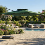 2.5 m Cantilever Parasol with Fillable Base and Double Top, Dark Green