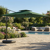 2.5 m Cantilever Parasol with Fillable Base and Double Top, Dark Green