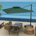 2.5 m Cantilever Parasol with Fillable Base and Double Top, Dark Green