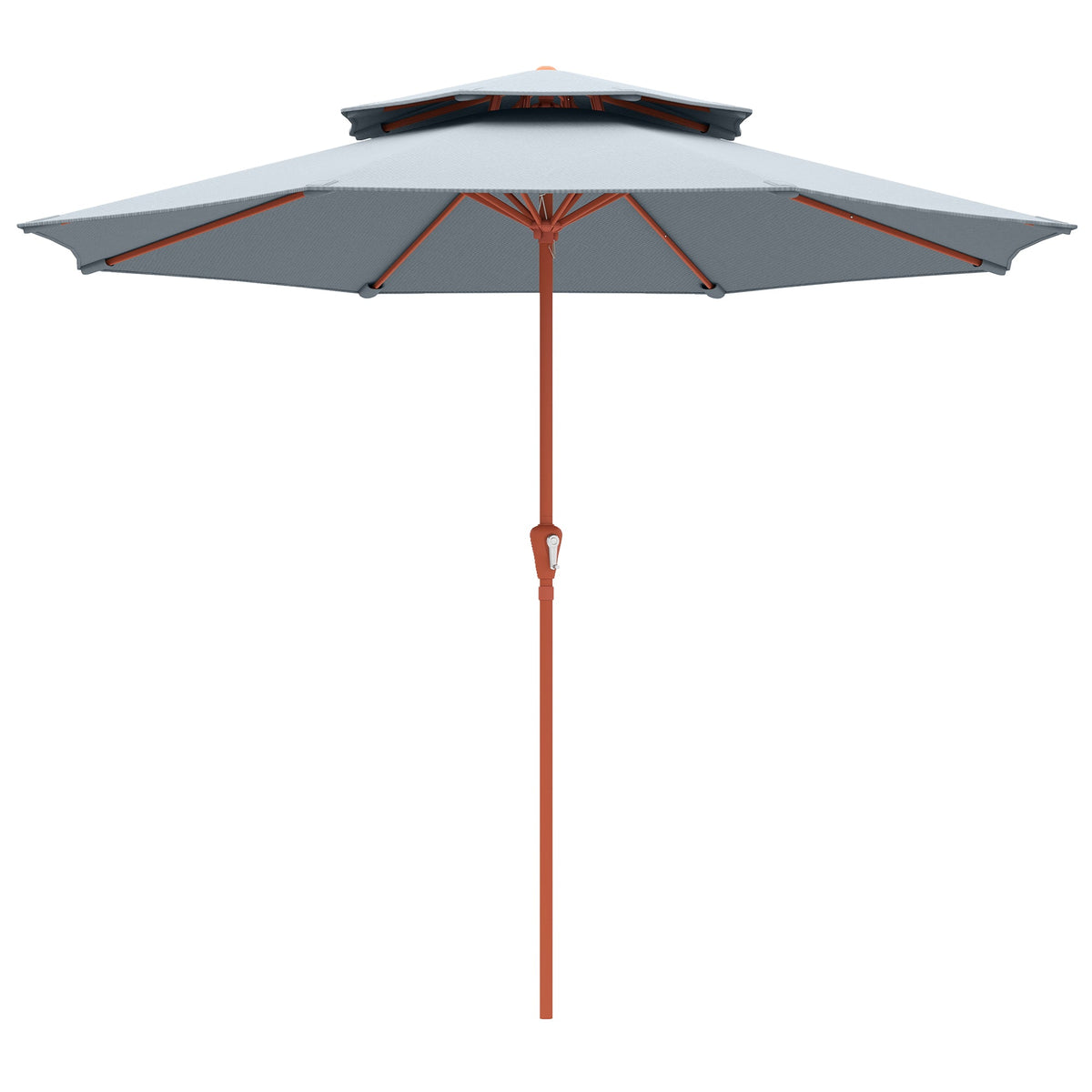 104'' x 104'' Patio Umbrella with Crank and Double Top, Light Grey