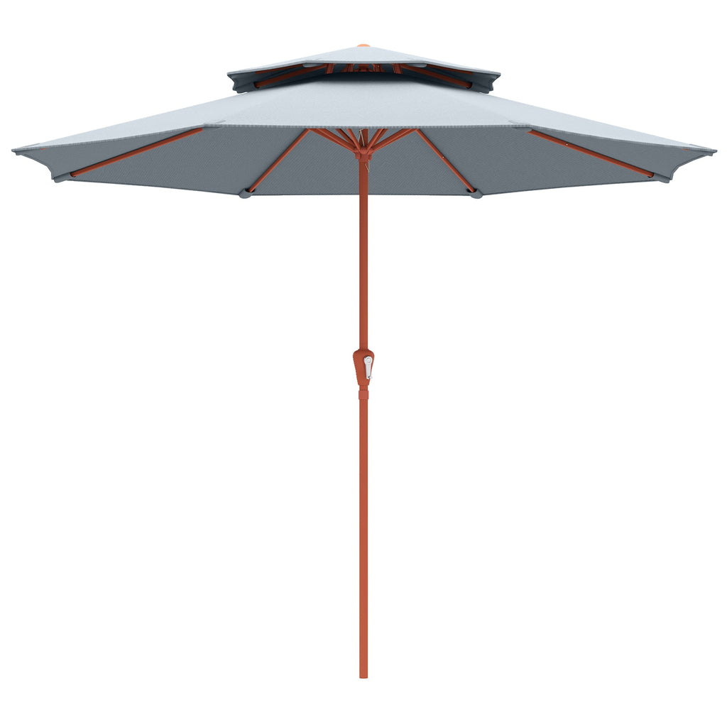 104'' x 104'' Patio Umbrella with Crank and Double Top, Light Grey