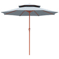 104'' x 104'' Patio Umbrella with Crank and Double Top, Light Grey