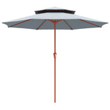 104'' x 104'' Patio Umbrella with Crank and Double Top, Light Grey