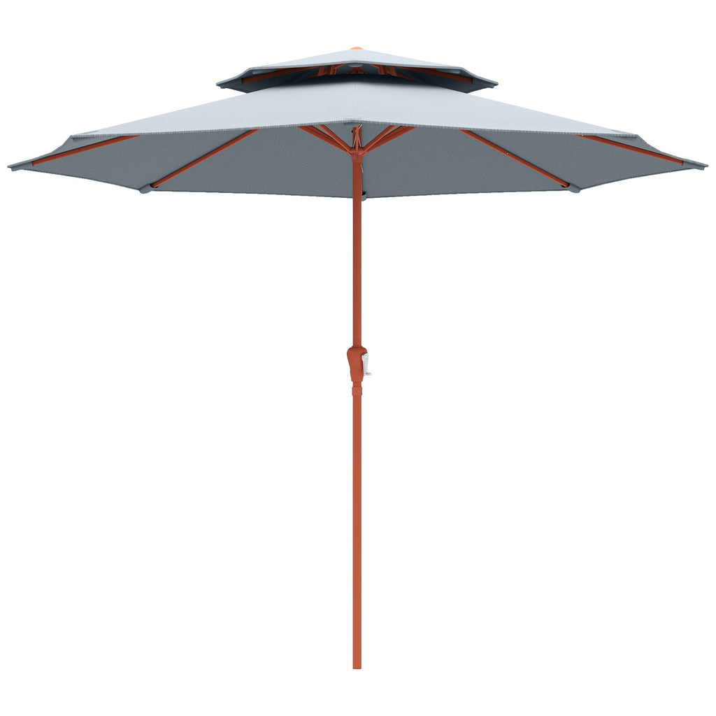104'' x 104'' Patio Umbrella with Crank and Double Top, Light Grey
