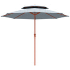 104'' x 104'' Patio Umbrella with Crank and Double Top, Light Grey