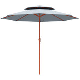 104'' x 104'' Patio Umbrella with Crank and Double Top, Light Grey