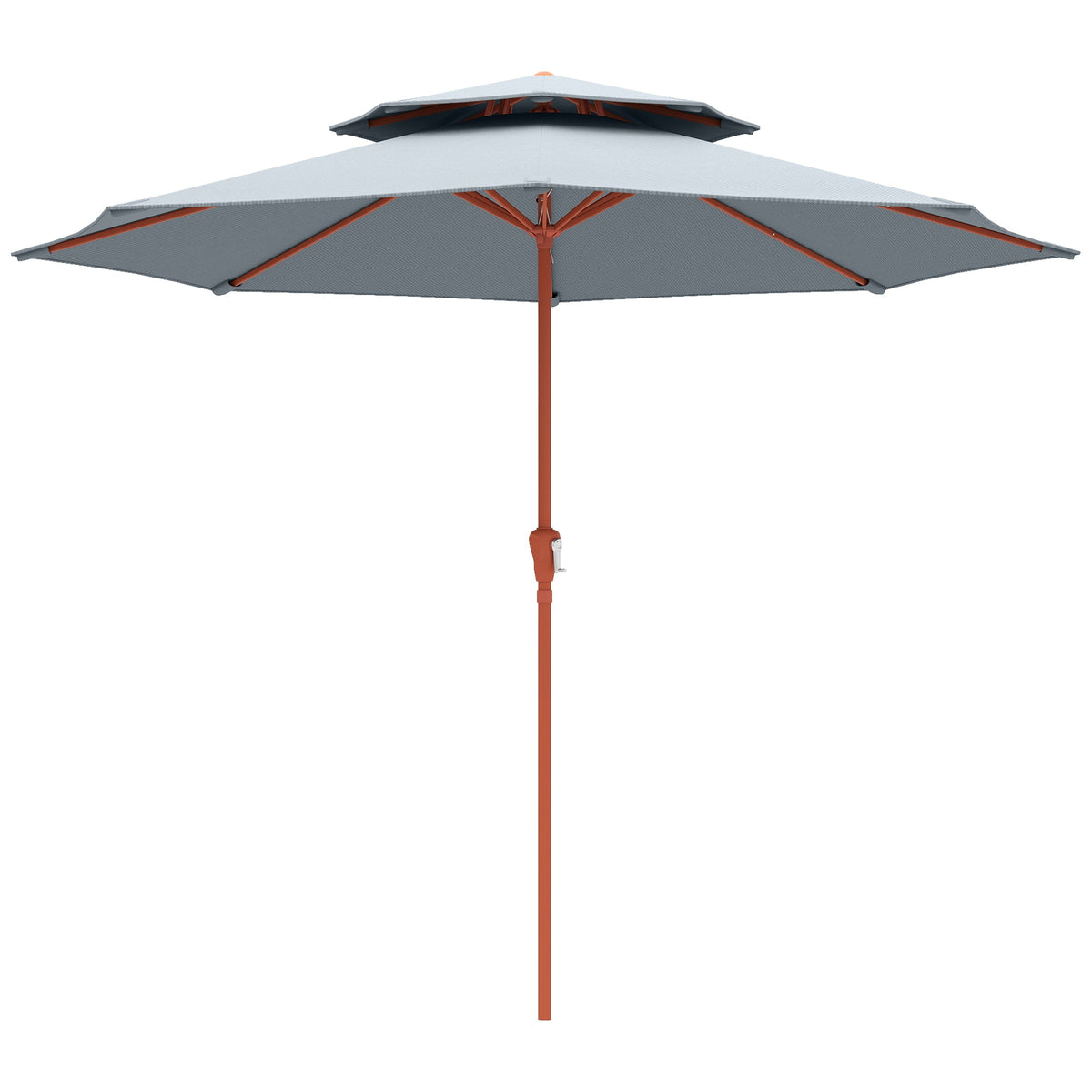 104'' x 104'' Patio Umbrella with Crank and Double Top, Light Grey